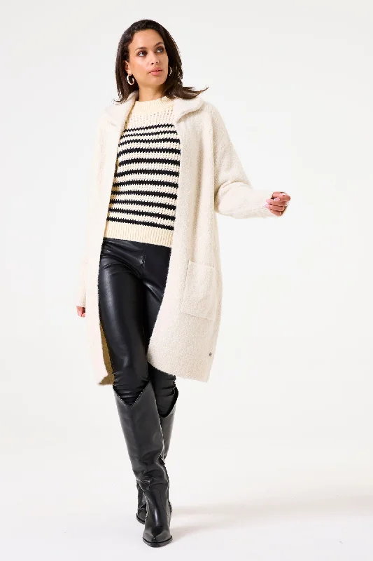 Garcia Relaxed Fit Long Boucle Open Cardigan Fitted Loose Oversized