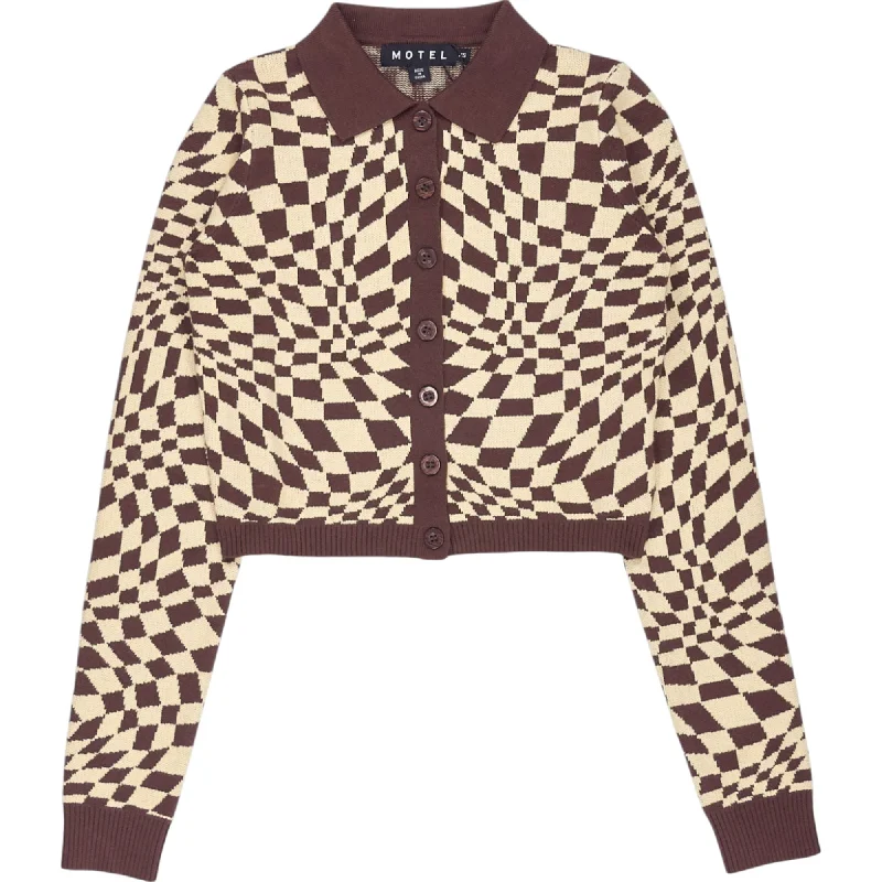 Motel Coffee Cream Suho Cardi Knit Cardigan Spandex Blend Rayon Blend Denim Blend