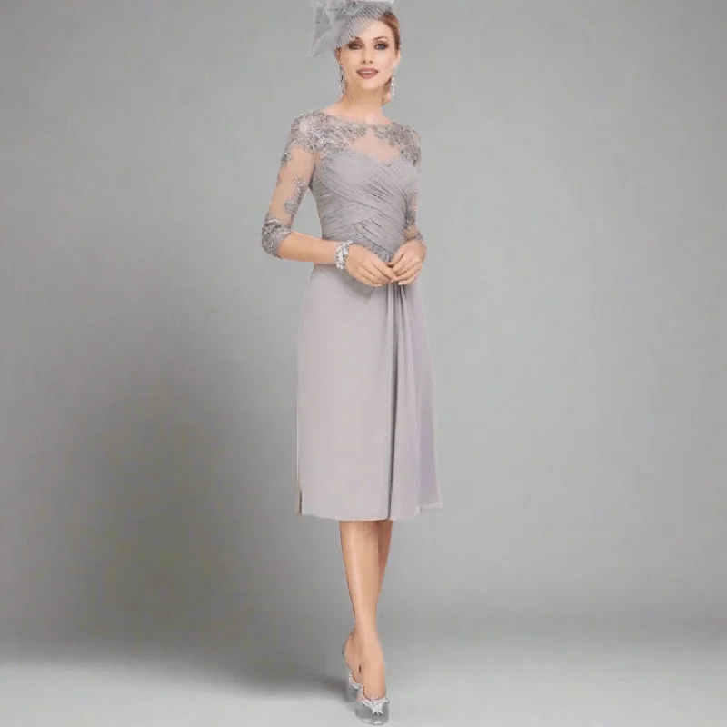 Gray Lace Chiffon Mother of Bride Dress with Jacket Elasticated Jacket Padded Jacket Insulated Jacket Gray Lace Chiffon Mother of Bride Dress with Jacket Elasticated Jacket Padded Jacket Insulated Jacket