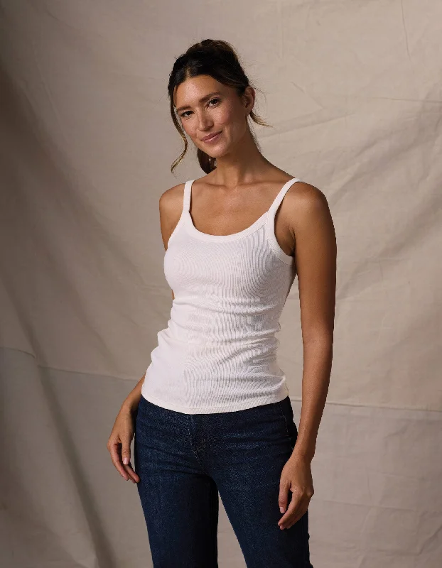 Normal Rib Tank in Ecru lace tank top