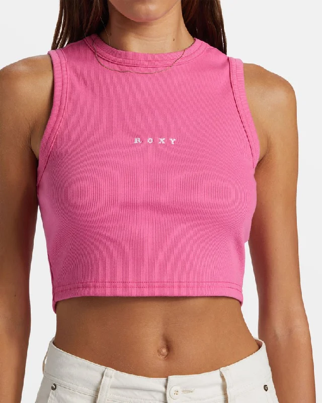 Roxy "Roxify" Fitted Cropped Tank - Shocking Pink mesh tank top