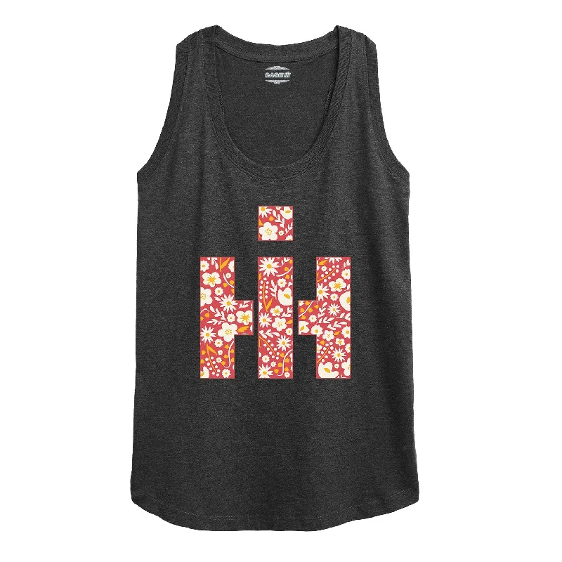 IH Floral Fill Logo Womens Racerback Tank striped tank top