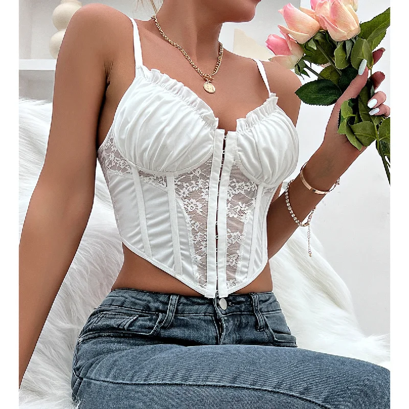 Sexy Ruffled Lace Tank Tops flirty tank top
