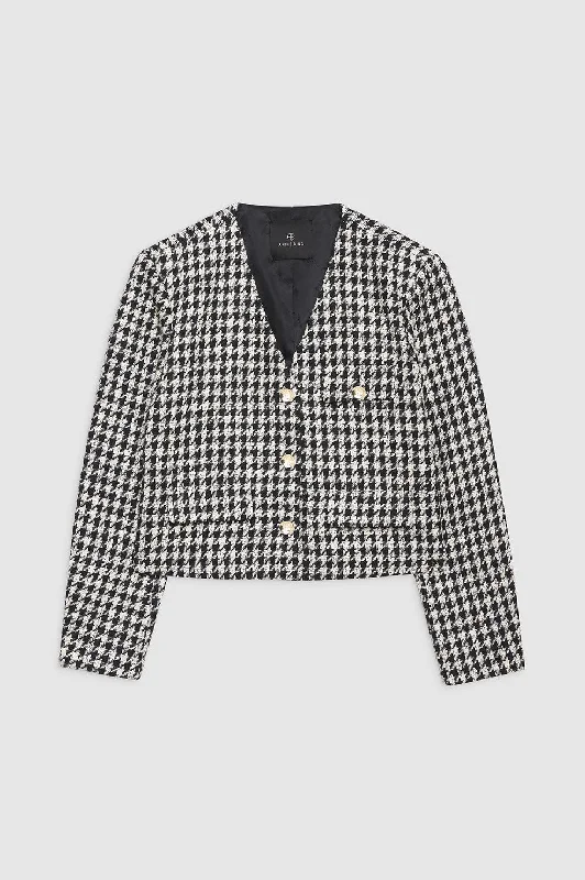 Cara Jacket - Cream And Black Houndstooth