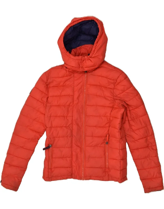 SUPERDRY Womens Hooded Padded Jacket UK 18 XL Orange Polyester