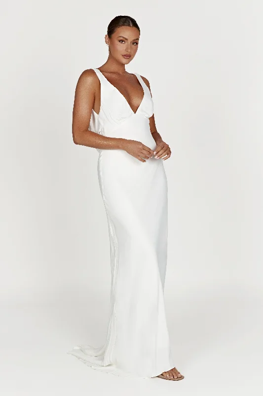 Amanza Maxi Dress With Cowl Back - White