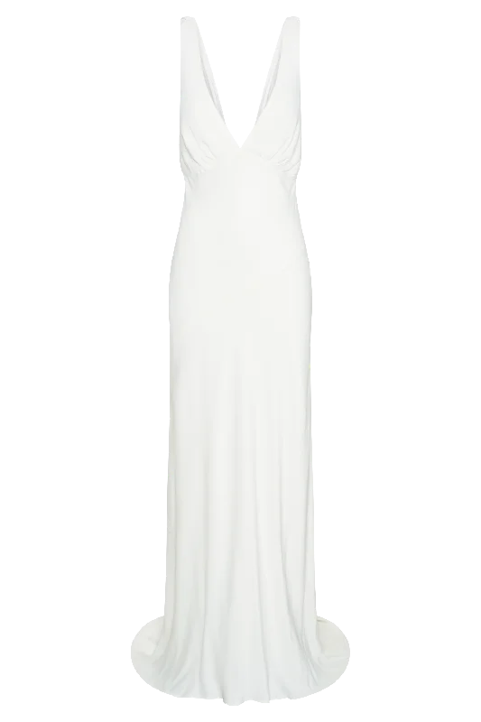 Amanza Maxi Dress With Cowl Back - White