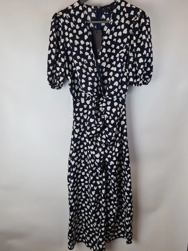 AX Paris Navy Heart Print Short Sleeve Midi Dress Size 6 **** V537