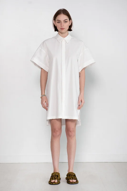 Cotton Poplin Shirt Dress, Off White