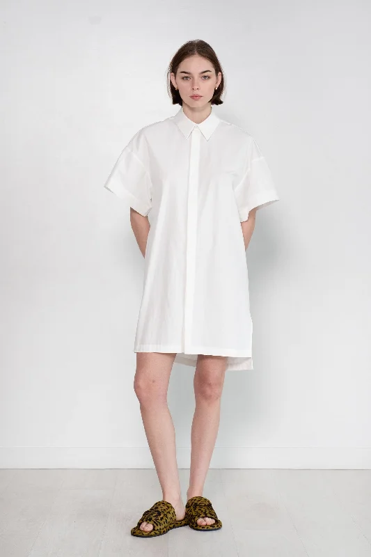 Cotton Poplin Shirt Dress, Off White