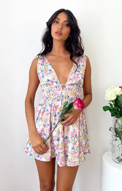 Genovia Floral Print Pink Mini Dress