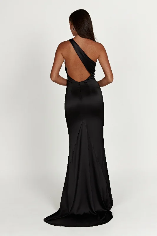 Harper One Shoulder Gown - Black