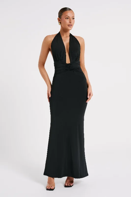 Jovanna Slinky Halter Maxi Dress - Black