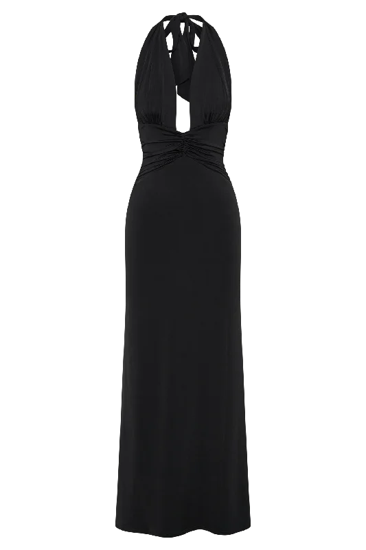 Jovanna Slinky Halter Maxi Dress - Black