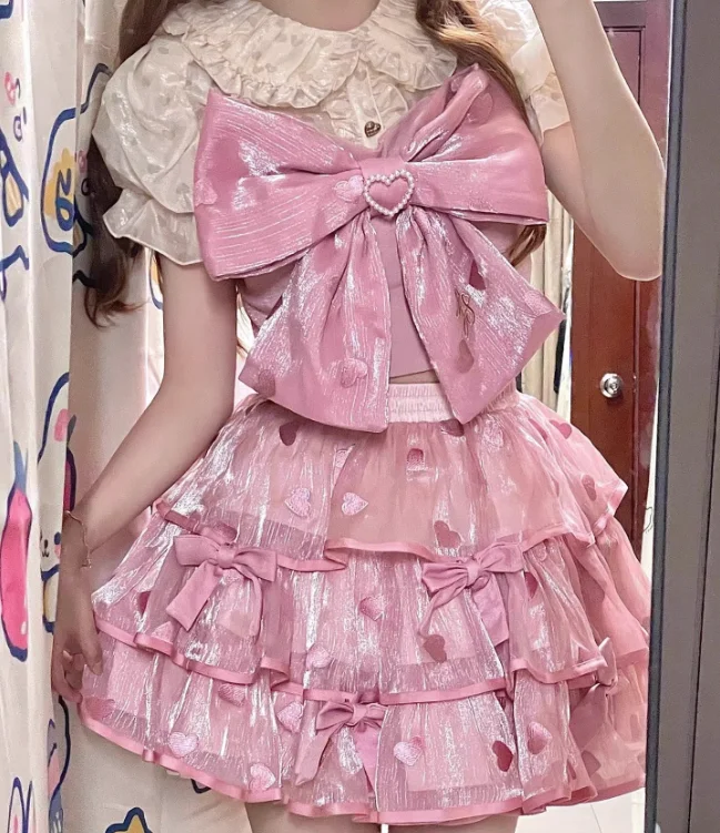 Lolita bow shirt + cake skirt yv31558