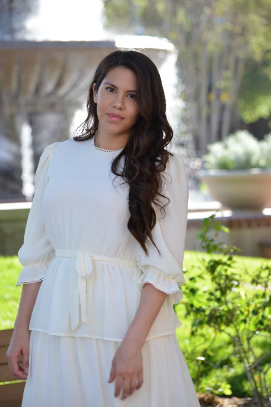 Madrid Ivory Ruffled Dress