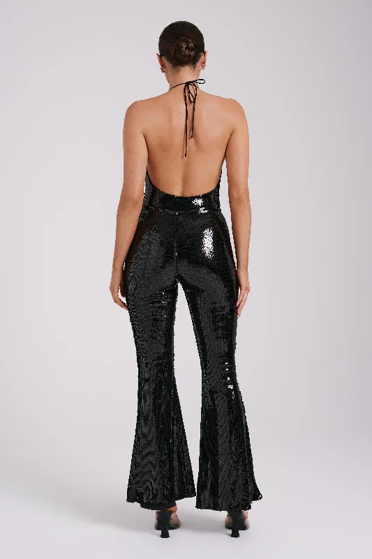 Nathalie Sequin Cowl Bodysuit - Black