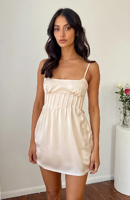 Pearl Cream Satin Mini Dress