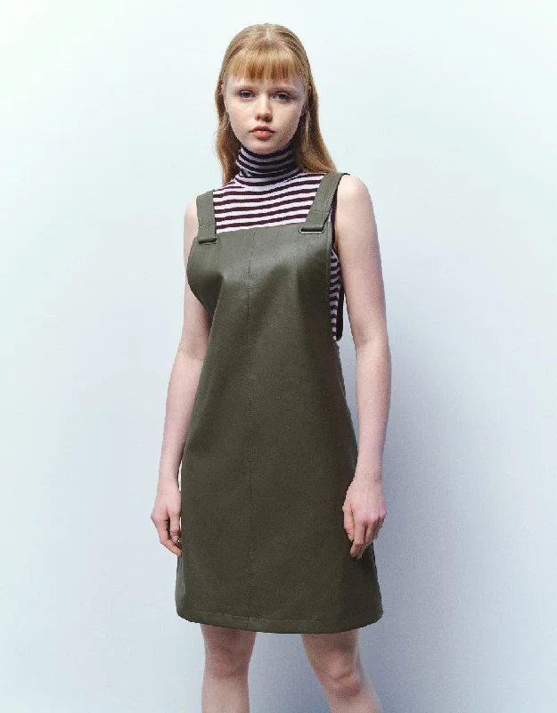 Sleeveless Square-Cut Collar A-Line Dress