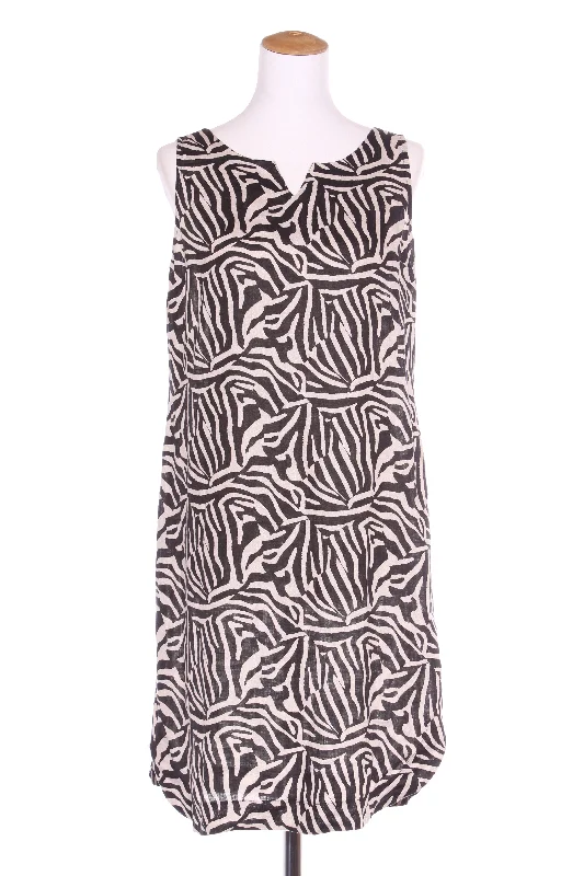 TO-A-T (NZ) Linen zebra print shift dress! 10