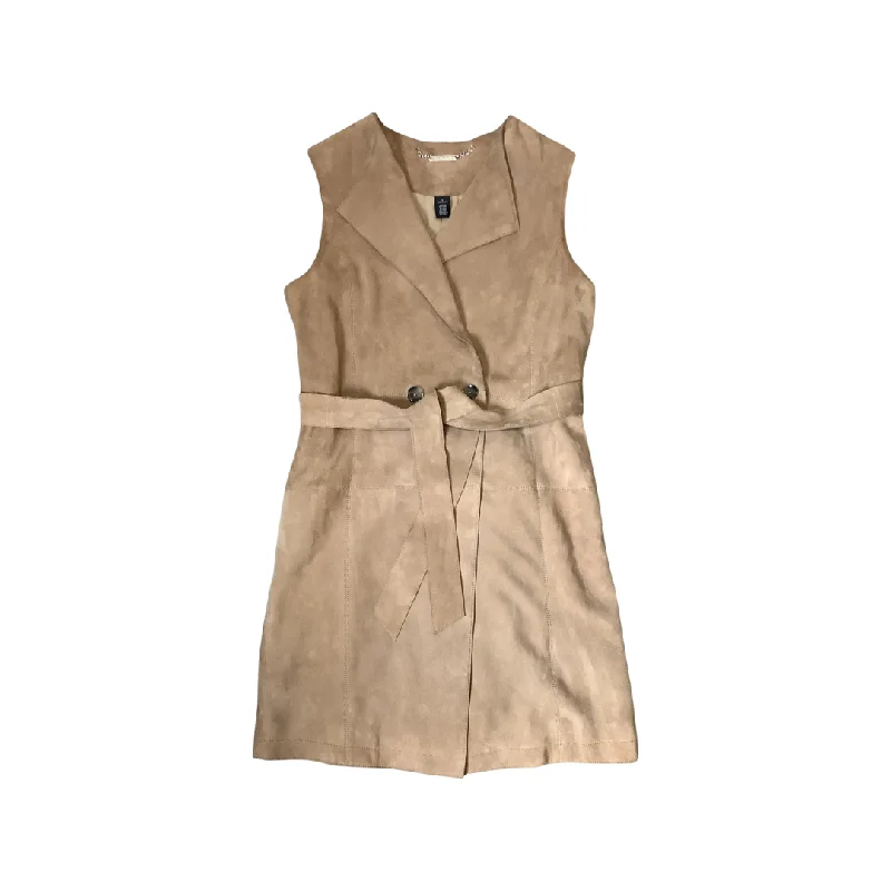 White House Black Market Tan Sueded Vest Dress Size S