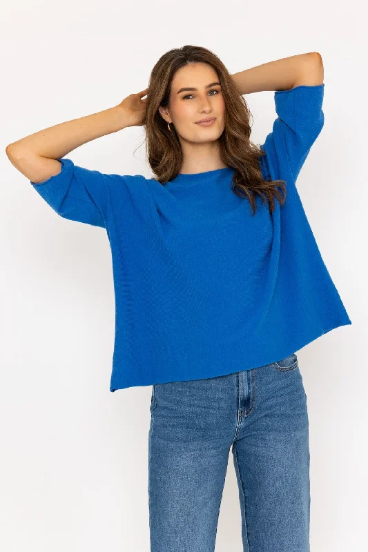 Blue Round Neck Knit Jumper