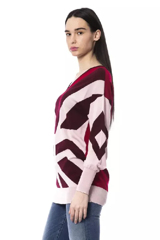 Burgundy Oversized Wool V-Neck Sweater