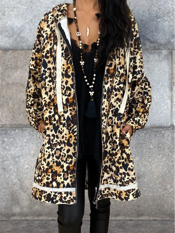 Casual Sexy Autumn And Winter Leopard Sports Jacket.