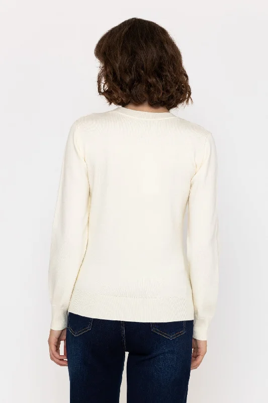 Heart Motif Knit Sweater in Ivory