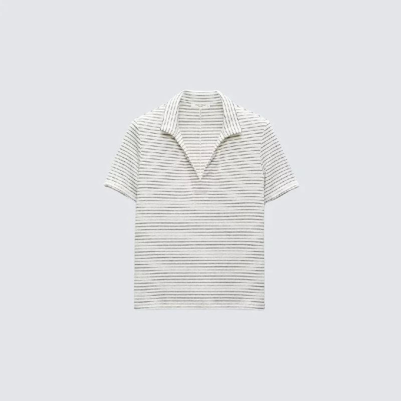 Knit Stripe Polo (Ivory Stripe)