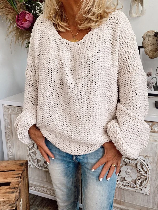 Large Size Autumn And Winter Solid Color Knit Top