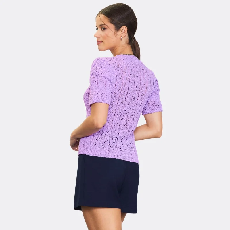 Pointelle Short Sleeve Sweater (Lavender)