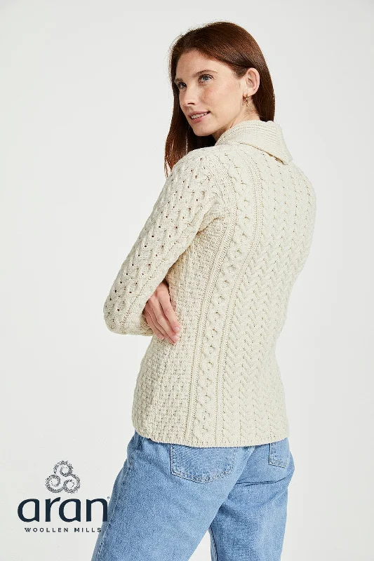 Shawl Collar Cream Aran Cardigan