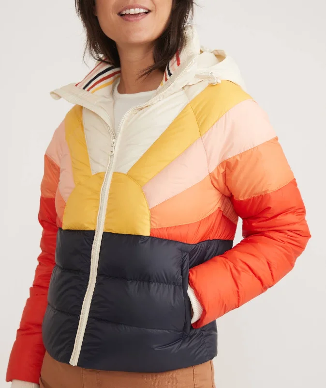 Marine Layer Archive Apres Sunset Puffer in Navy Sun