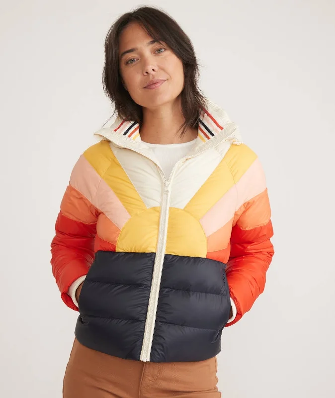 Marine Layer Archive Apres Sunset Puffer in Navy Sun