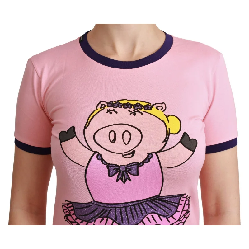 Dolce & Gabbana Pink Crewneck Year of the Pig T-Shirt