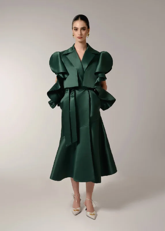 GREEN TRENCH-DRESS