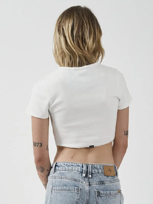 Habitually Bad Baby Crop Tee - Dirty White