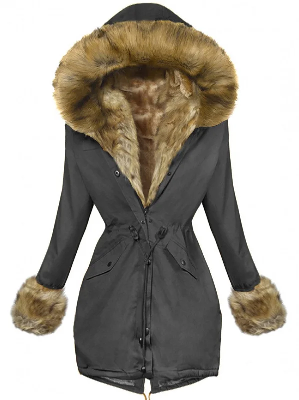 Hooded And Velvet Warm Coat