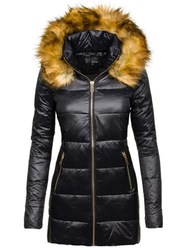 Hooded Solid Color Warm Padded Down Coat