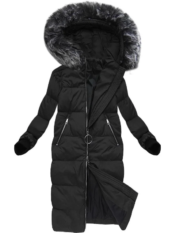 Long Hooded Fur Collar Down Jacket