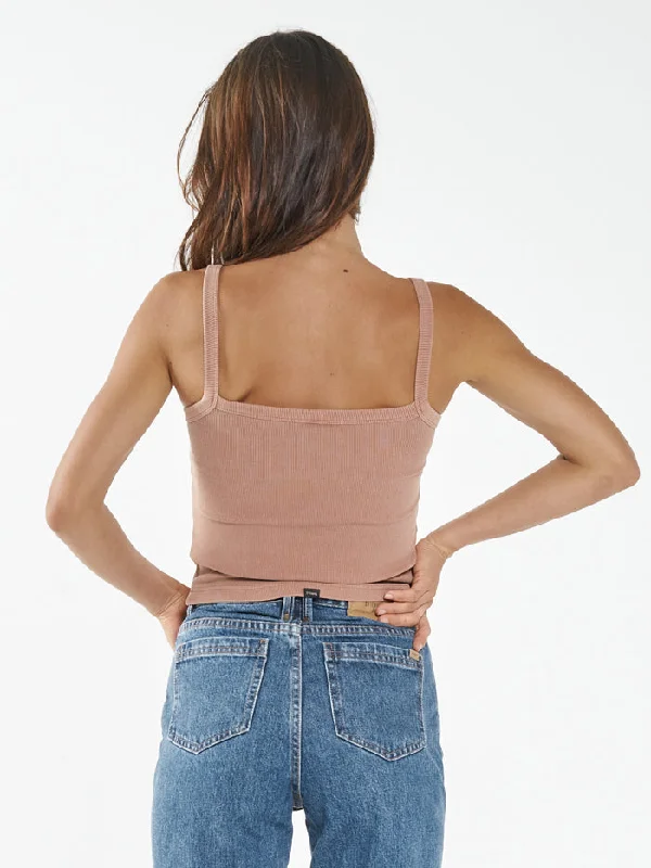 Minimal Thrills Rib Singlet - Cork