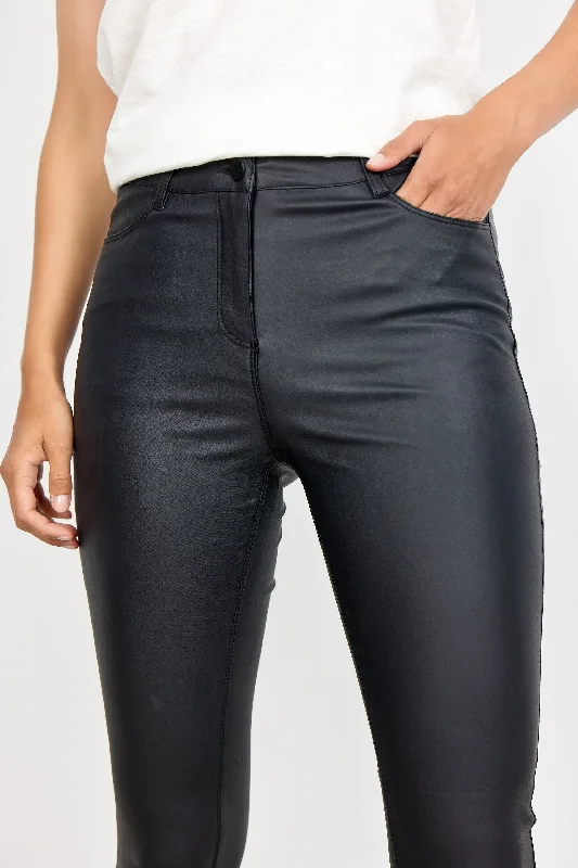 Pam 3 Leather Look Pants in Black