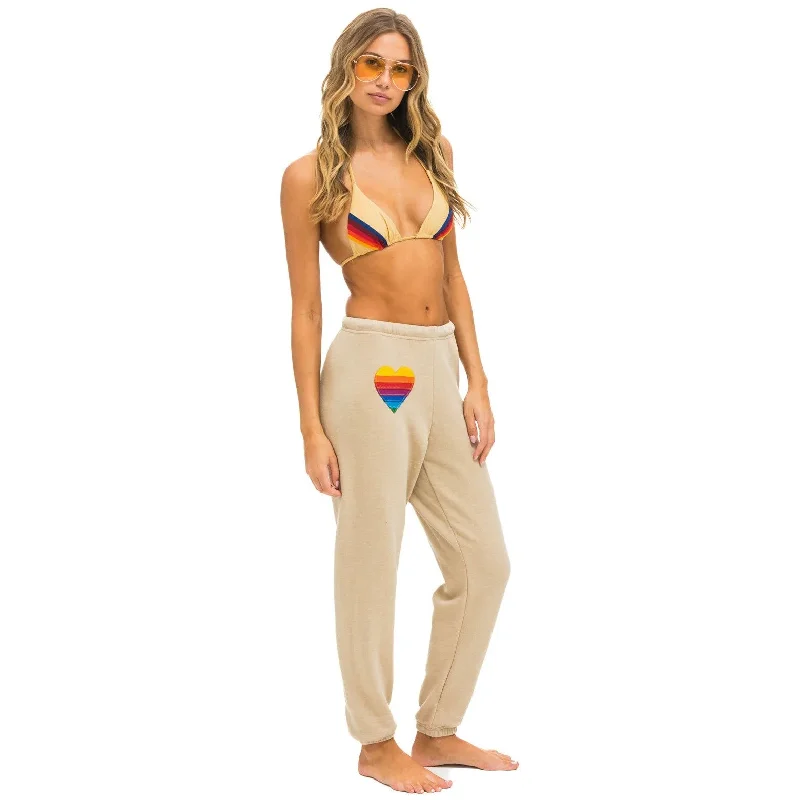 Rainbow Heart Stitch Sweatpant (Sand)