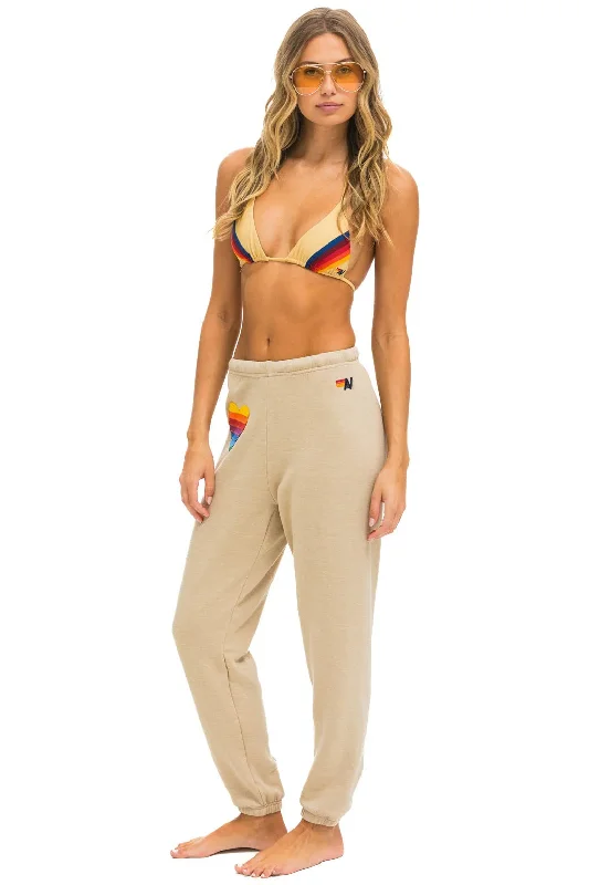 Rainbow Heart Stitch Sweatpant (Sand)