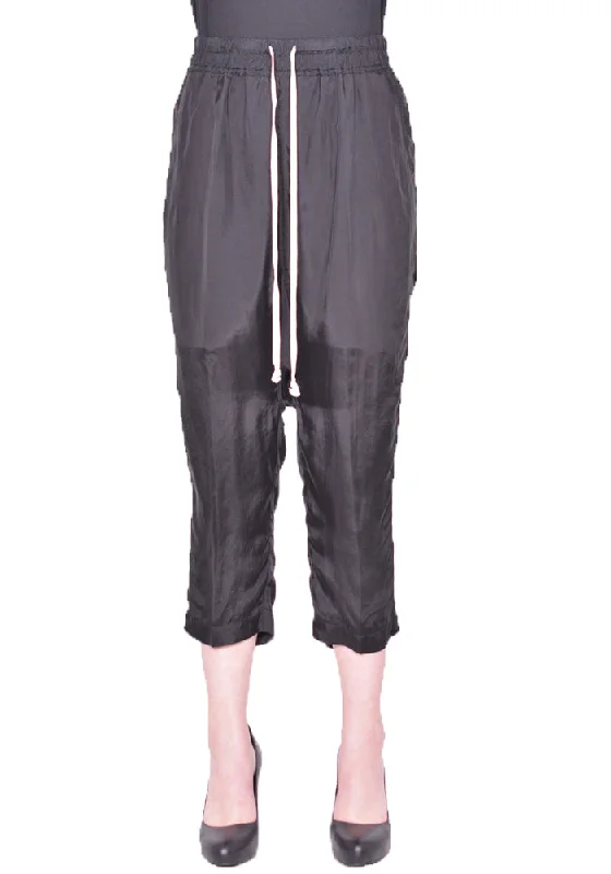 RICK OWENS WOMEN RP01D2308 J DRAWSTRING CROPPED PANTS BLACK (New season SS24)