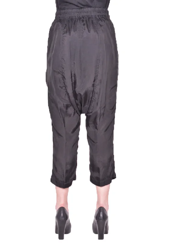 RICK OWENS WOMEN RP01D2308 J DRAWSTRING CROPPED PANTS BLACK (New season SS24)