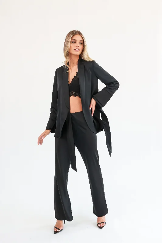 ""The Sandra"" - Satin Trousers (Black)