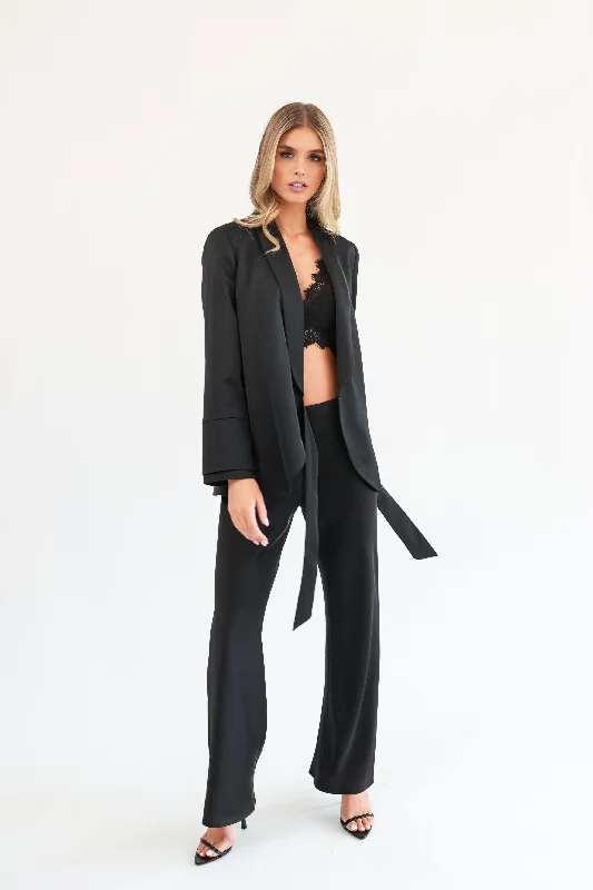 ""The Sandra"" - Satin Trousers (Black)