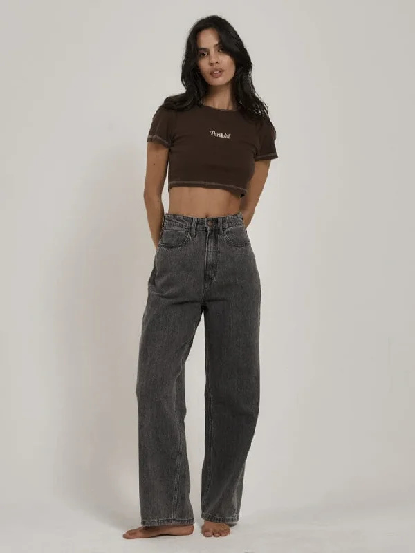 Thrills Workwear Embro Crop  Baby Tee - Umber